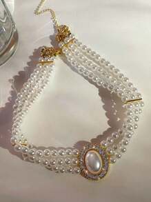 3 Stücke 1920er Jahre Flapper Feder Haarband Legierung Strass Haarschmuck, lange Perlenkette Halskette - Kunstperlekette Halskette Set für Frauen 20er Jahre Flapper Accessoires