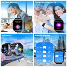 LIVLOV Body Temp Monitor Smart Watch For Men/Women/Elderly, 1.91'' HD Screen Activity Trackers With Wireless Calling/ Sleep Monitor/ 320*386 Screen Resolution/ Respiratory Training/ 100+Sprots, Smartwatch Compatible With Android IOS - Black - View 7