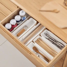 1pc Hộp đựng đồ có thể điều chỉnh, Hộp lưu trữ trượt, Khay đựng đồ dùng nhà bếp có thể mở rộng với ngăn chia, Ngăn kéo đa năng đựng mỹ phẩm, phòng tắm, tủ quần áo và văn phòng - Xám - Xem 8