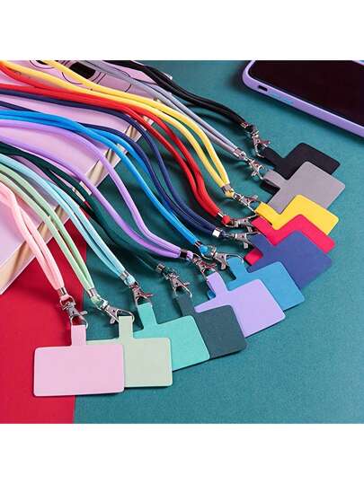 1 pieza 1,5 metros Cordón universal de nilón con parche para teléfono móvil, correa para teléfono móvil, colgante de teléfono móvil, colgante de cuello que se puede cruzar, dar la vuelta, retraer y ajustar, accesorios de viaje, decoración de otoño, decoración de dormitorio