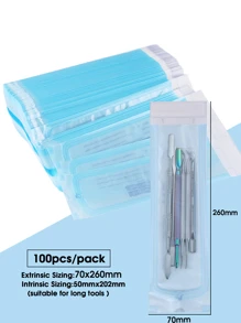 100 Stück Nagelpflege Sterilisationsbeutel, 5 Größen selbstversiegelnde Sterilisationsbeutel für Maniküre- und Pediküre-Werkzeuge, Einweg-Aufbewahrungsbeutel für Pinzetten, Nagelhautschiebers, Scheren, Nagelkunstwerkzeuge