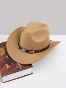 1pc Unisex Retro Bohemian Solid Color Polyester Felt Hat, Casual Vintage Beret Cap Suitable For Autumn/Winter