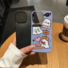 Halloween 1pc 2-In-1 Funny Ghost Satin Textured 3D Creative Pattern Phone Case Compatible With Iphone