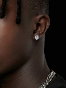 2pcs Round Cubic Zirconia Stud Earring For Men And Women, Classic Design Earrings Best Gift For Birthday,Father's Day And Anniversary