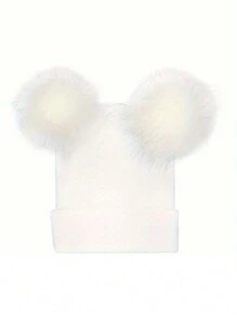 1pc 时尚新款双毛球针织帽多色套头帽秋冬季保暖防风不限性别年龄 - A - 查看 17