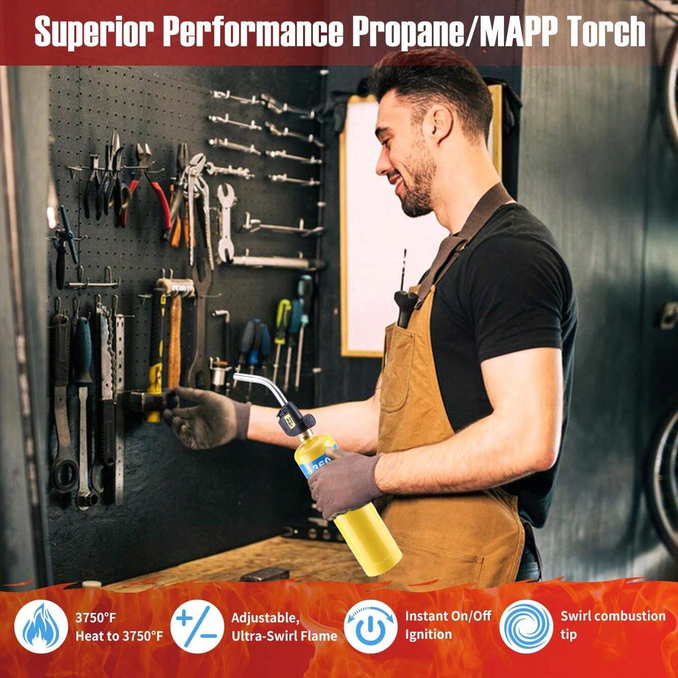 Propane Torch Head, High Intensity Torch Head Trigger Start Gas Torch