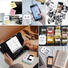 Mini Impresora Portátil - Impresora Termica con de Bolígrafos de Colores para Recibos, Etiquetas, Fotos, Mini Printer Compatible con iOS y Android - Rosa - Ver 3