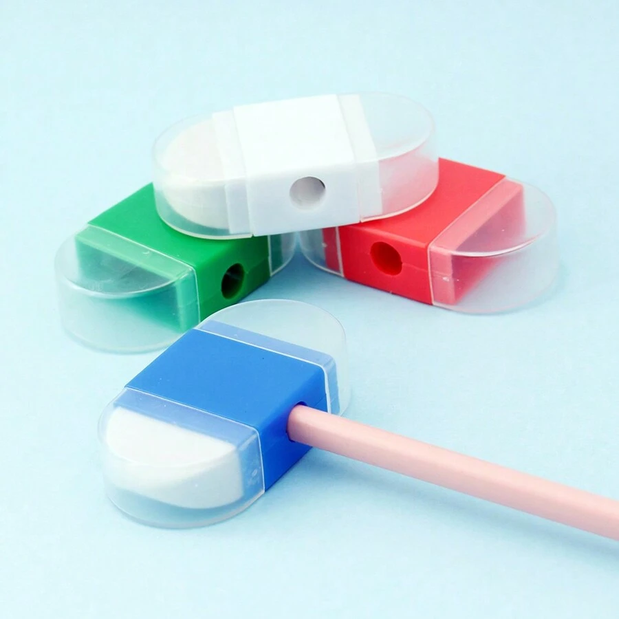 2-In-1 Multi-Function Pencil Sharpener With Eraser, Portable Pocket-Sized Handheld Pencil Sharpener With Shavings Tray, For Kids Learning 599A - Black - View 1