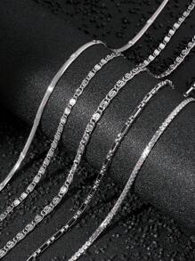 5pcs Fashion Vintage Chain Necklace Stainless Steel Necklace DIY Men's Necklace Women's Necklace Suitable For Everyday Wear - 5 Necklaces - View 1