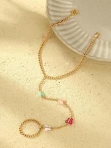 GEREIT 1 szt. 18-karatowa kolorowa bransoletka na kostkę z motylem, odpowiednia do codziennego noszenia przez kobiety