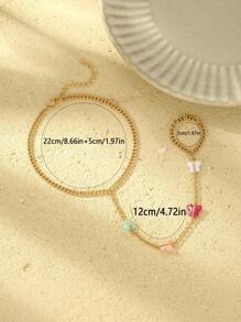 GEREIT 1 szt. 18-karatowa kolorowa bransoletka na kostkę z motylem, odpowiednia do codziennego noszenia przez kobiety