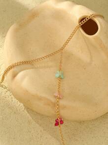 GEREIT 1 szt. 18-karatowa kolorowa bransoletka na kostkę z motylem, odpowiednia do codziennego noszenia przez kobiety