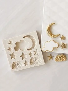 Cartoon Moon Star Cloud Silicone Fondant Cake Mould, Chocolate Clay Mould, Resin Mould, Chocolate Mould