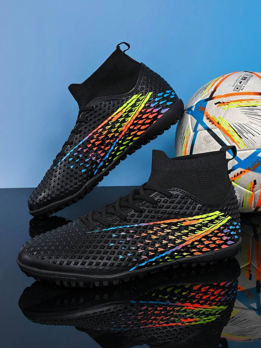 Giày bóng đá chống trượt và chống mài mòn dành cho thanh thiếu niên, tập luyện và thi đấu chuyên nghiệp, giày đinh cho sân cỏ nhân tạo, sân AG trong nhà và ngoài trời, giày bóng đá/bóng đá cổ cao và cổ thấp dành cho cả nam và nữ - màu đen - Xem 1