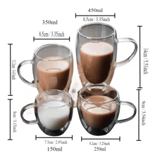 1 And 2 Packs Of Simple Double-Layer Espresso Cups With Handles, Tea Cups, Milk Tea Cups. Insulated Water Cups, Heat-Proof And Scald-Proof Design, Kitchen Supplies, Suitable For Winter And Summer Use. Birthday Gifts, Christmas Gifts (80ml, 150ml, 250ml, 350ml, 450ml)