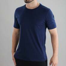 Basic Short Sleeve T-Shirt 100% Cotton Thread 30.1 - Màu xanh hải quân - Xem 4