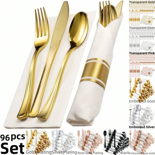 1 Rolls Equal 4pcs/3 Rolls Equal 12pcs/6 Rolls Equal 24pcs/9 Rolls Equal 36pcs/15 Rolls Equal 60pcs/24 Rolls Equal 96pcs/50 Rolls Equal 200pcs, Knife + Fork + Spoon + Paper Towel, Pre-Made Rolled Plastic Cutlery Set, 1 Rolls/3 Rolls/6 Rolls/9 Rolls/15 Rolls/24 Rolls/50 Rolls/Pre-Made Roll Plastic Cutlery Set Includes: 1/3/6/9/15/24/50 Forks,