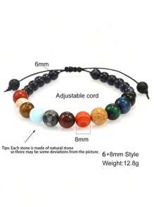 1 pieza Pulsera con cuentas ajustable del sistema solar para adolescentes, ayuda a los niños a aprender sobre los planetas y expandir sus horizontes, se puede usar a la escuela (Nota: Cada cuenta está hecha de material de piedra natural, puede diferir ligeramente de la imagen)