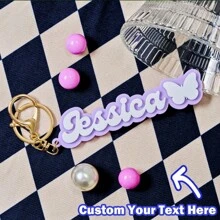 Customized Letter & Floral Design Keychain - Wallet, Bag, Backpack, Earphone Case Accessories - Gift For Family, Friends, Women Fashion , Colorful, Vintage, Cute, Adorable, Kawaii, Y2K, Stylish, Christmas Gift, Christmas Decorations, Personalized Christmas Ornaments, Personalized Gifts For Women/Men, Personalized/Customized Keychain, Christmas Accessories,New Year Glamour - Multicolor - View 8