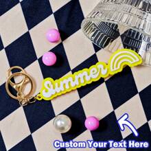 Customized Letter & Floral Design Keychain - Wallet, Bag, Backpack, Earphone Case Accessories - Gift For Family, Friends, Women Fashion , Colorful, Vintage, Cute, Adorable, Kawaii, Y2K, Stylish, Christmas Gift, Christmas Decorations, Personalized Christmas Ornaments, Personalized Gifts For Women/Men, Personalized/Customized Keychain, Christmas Accessories,New Year Glamour - Multicolor - View 9