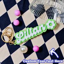 Customized Letter & Floral Design Keychain - Wallet, Bag, Backpack, Earphone Case Accessories - Gift For Family, Friends, Women Fashion , Colorful, Vintage, Cute, Adorable, Kawaii, Y2K, Stylish, Christmas Gift, Christmas Decorations, Personalized Christmas Ornaments, Personalized Gifts For Women/Men, Personalized/Customized Keychain, Christmas Accessories,New Year Glamour - Multicolor - View 6