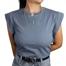 Muscle Tee Plain Basic 100% Cotton Women's Casual T-Shirt - Xám - Xem 2