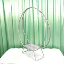 LOYALHEARTDY 80cm Large Twin Hoop Cake Stand Balloons Arch Flower Rack Silver Events Decor