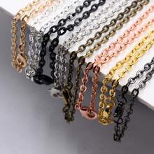 2pcs 4*3mm Diameter 50/70cm Length Handmade Flattened Chain With Clasp Necklace Connector DIY Jewelry Making Accessories - Iron Chains - View 2
