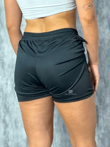 Women's 2 In 1 Shorts Men's Gym Running Workout Shorts With Elastane - màu đen - Xem 3