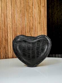 Women's Crossbody Bag Side Mini Bag Small Party Bag Metallic Chain Strap Love Heart - màu đen - Xem 4