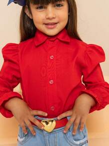 Girls' Long Sleeve Lastex Luxinho Social Blouse - Đỏ - Xem 1