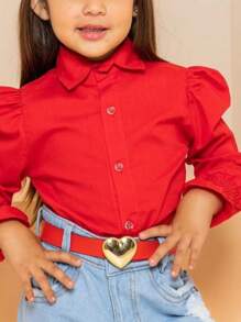 Girls' Long Sleeve Lastex Luxinho Social Blouse - Đỏ - Xem 4