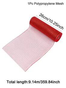 1roll Red Ribbon, DIY Wreath Bow Ribbon, Gift Wrapping Supplies Ribbon, Birthday Wedding Holiday Party Background Decorative Gauze, Christmas Tree Decoration Ribbon - Red - View 4