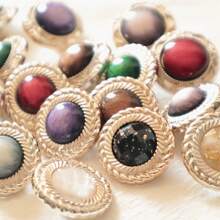 6/12 chiếc nút nhựa trang trí lấp lánh bằng nhựa vàng lá ombre cổ điển cho áo len, áo khoác, áo khoác tự may - Nhiều màu - Xem 1