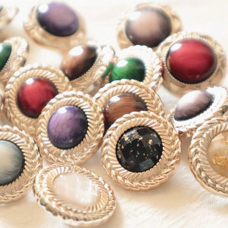 6/12 chiếc nút nhựa trang trí lấp lánh bằng nhựa vàng lá ombre cổ điển cho áo len, áo khoác, áo khoác tự may - Nhiều màu - Xem 1