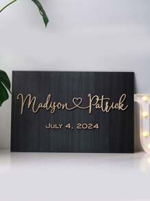 1pc Custom Wooden Board With Name And Date, Rustic Wedding Welcome Sign, Vintage Wooden Wedding Welcome Plaque, Personalized Wedding Welcome Board, Wooden Wedding Ceremony Welcome Sign, Plain Wedding Welcome Decor, Customized Wooden Wedding Sign, Personalized Wooden Wedding Entrance Signage, Retro Wooden Wedding Signage