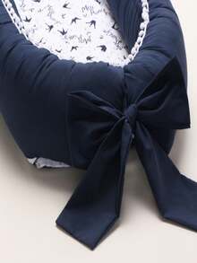 Tổ giảm chấn cũi có thể điều chỉnh với dây đeo, khóa kéo và gối cho bé - Màu xanh hải quân - Xem 2