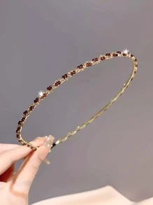 1 chiếc băng đô cài tóc bằng hợp kim giả pha lê tinh tế dành cho nữ, phụ kiện tóc thanh lịch, tối giản, cổ điển, đa năng cho sử dụng hàng ngày, băng đô cài tóc, phụ kiện đội đầu, phụ kiện làm đẹp tại nhà. - Nhiều màu - Xem 12
