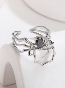 1Pc Punk Style Spider Open Ring For Women Girls Diablo Style Black Zirconia Finger Ring Halloween Accessories Fashion Jewelry