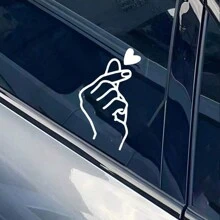 1 件手心手势友好汽车贴纸趣味乙烯基贴花 - 亮白色 - 查看 3