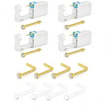 AVYRING 12Pcs Nose Piercing Kit Piercing Gun Built-In Nose Studs Clear Nose Stud Painless Self Piercing Kit With 20G Nose Rings Stud Disposable Piercing Gun For At Home Nose Piercing
