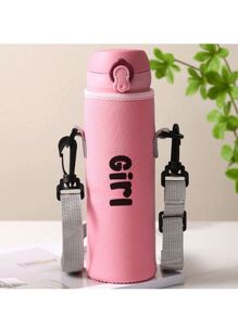 1pc Slanted Cup Cover, Crossbody, Hand-Held, Travel Essentials, Travel Customized Name Text Insulated Neoprene Water Bottle Carrier With Adjustable Shoulder Strap And Cup Cover Sleeve - Fits 12oz To 40oz Stainless Steel, Glass, And Plastic Bottles - K - Pink - View 2