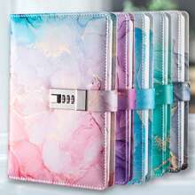 A5 Fashion Password Book With Lock Diary Creative Handbook Student Notepad Stationery Notebook,School Supplies,Back To School - A5 - View 9
