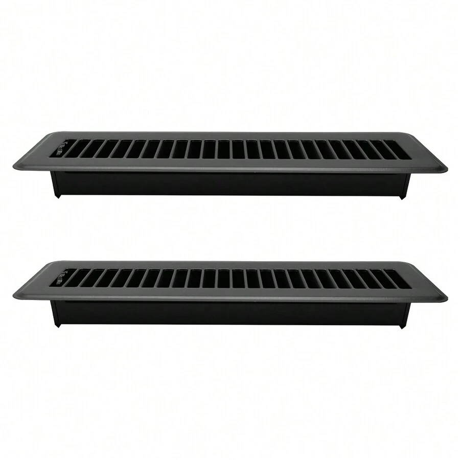 Nắp thông gió sàn 2" X 12" Màu nâu, Thanh thông gió sàn chịu lực cao - Hoàn thiện cao cấp - Bộ phận chuyển hướng thông gió dễ điều chỉnh - Nắp thông gió cho gia đình - Mối hàn chống uốn cong được gia cố - màu đen - Xem 1