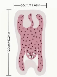 1pc Pink Leopard Shaped Rug, Lovely Animal Print Carpet, Creative Design Bedroom Floor Mat, Comfortable Soft Floating Window Cushion, Non-Fading And Washable Foot Pad, For Bedside Accessories Living Room Sofa Balcony Home Decor
