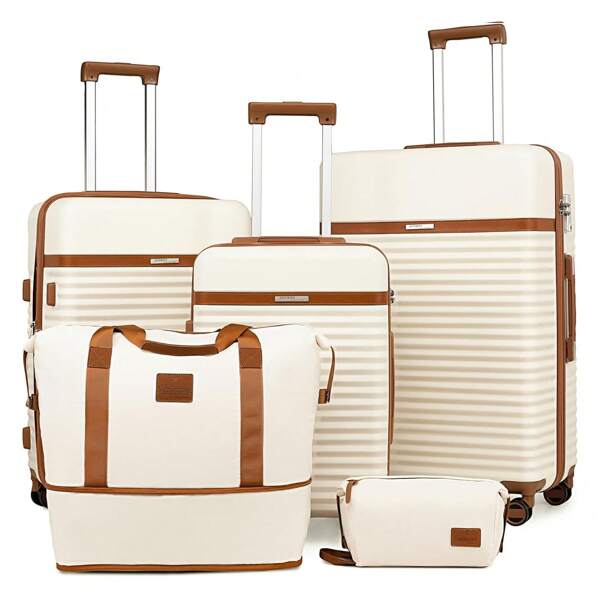  Joyway Set de 5 Maletas ABS de Carcasa Dura 20/24 Pulgadas Expandible 28 Pulgadas Equipaje Facturado Impermeable Ruedas Giratorias Silenciosas Candado TSA Aprobado Aerolíneas Maleta Trolley Maleta de Viaje Maleta Rígida Maleta Travel Essentials Para Hombre Mujer Negocios Vacaciones Gran Capacidad Accesorios de Viaje Organizador de Viaje