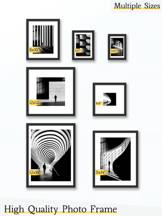 XXBANZHUAN Black 12x16 Inch Classic Style Photo Frame, Picture Frame, Perfect For Living Room, Bedroom, Desk, Shelf Or Wall Display, Adding Warmth And Personalized Decoration. Birthday, Wedding Anniversary, Holiday Gift. 4x6/5x7/8x10/8x8/12x12/11x14/12x16inches Photo Frame Collection, For Star/Moon Gifts Graduation