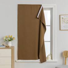 1 件装高端优雅现代纯色遮光窗帘适用于客厅卧室，粘合安装 - 咖啡色 - 查看 4