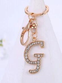 1 st., vergulde en met strass versierde eerste letter sleutelhanger, schattige strass sleutelhanger, geschikt voor dagelijks gebruik, geschikt voor zowel mannen als vrouwen, ringtas, sleutelhanger, rugzakhanger, cadeaus voor vrouwen en meisjes, portemonnee en handtas accessoires, eerste letter A-Z