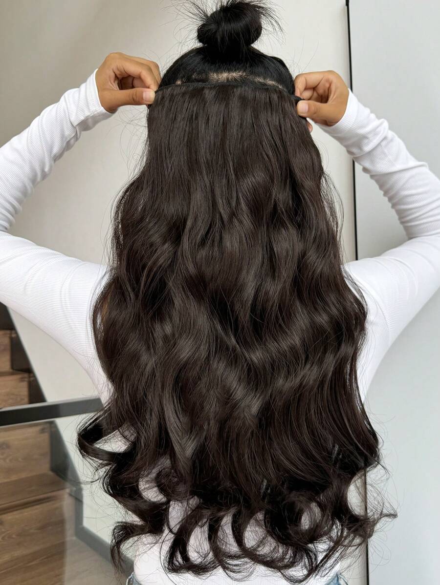 20 英寸 1 件装 3/4 全头卷发夹 合成接发 女士假发 5 个夹子